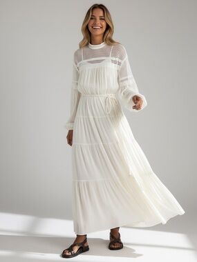 A.L.C. Sian Crochet Maxi Dress In White Size 14